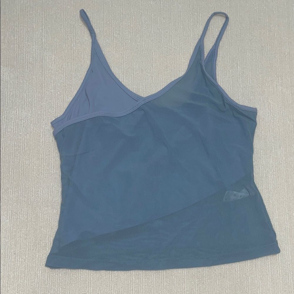 HALARA Light Foggy Blue V Neck Mesh Tank Top